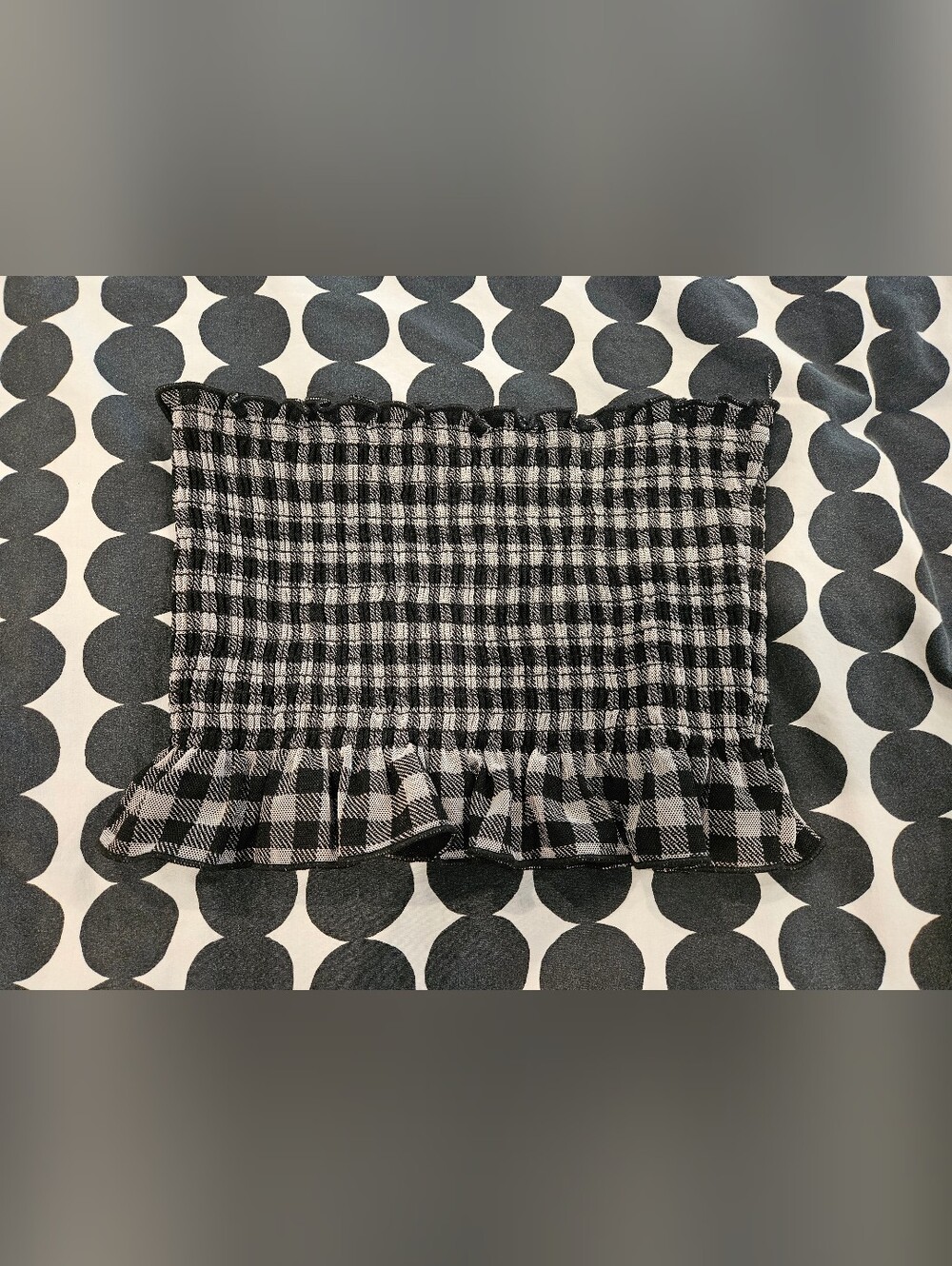 Black and White Checkered Smocked Tube Top